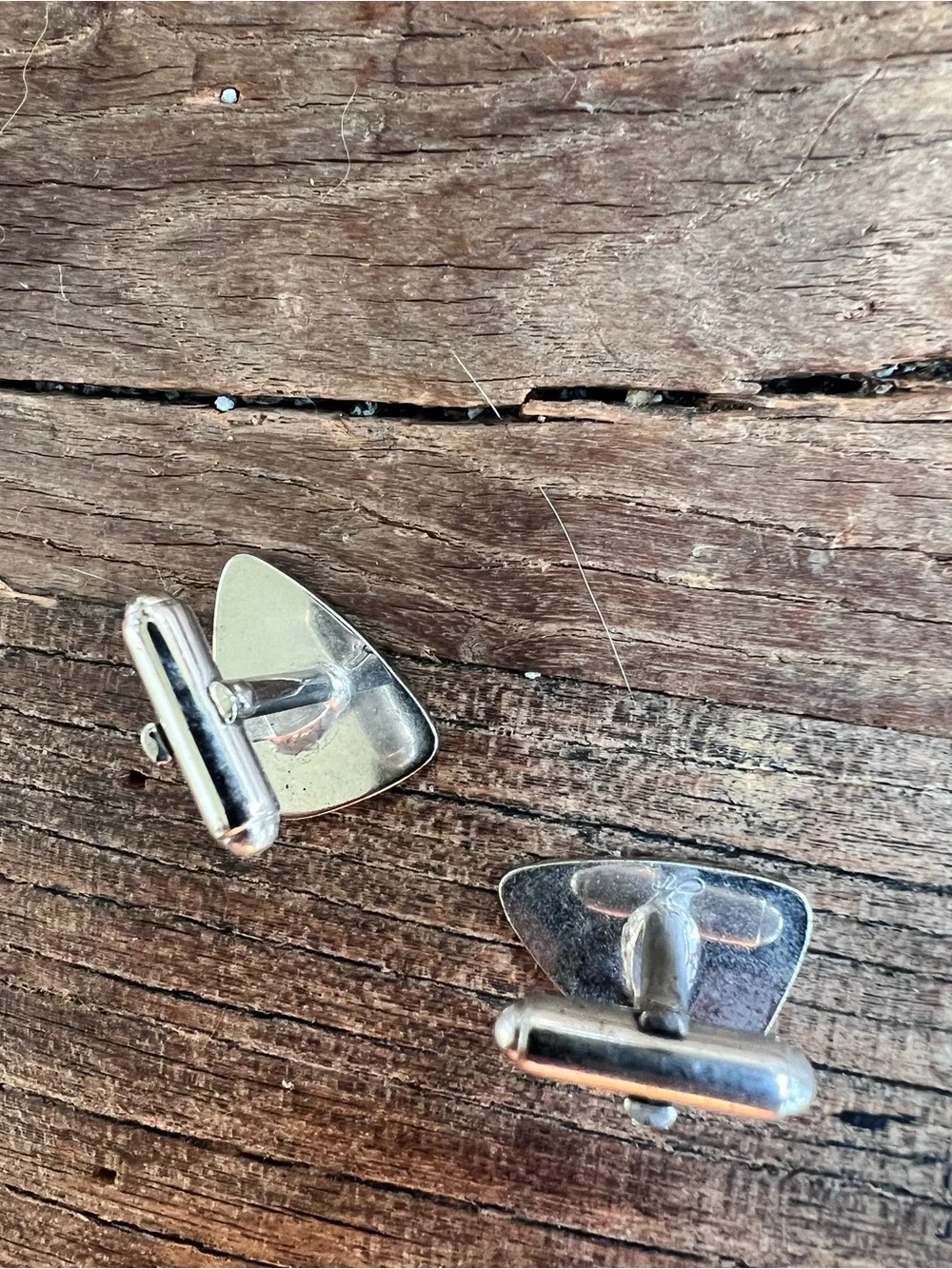 Geometric Silver-Tone Triangle Cuff links
